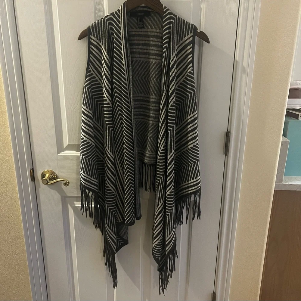 Forever 21 Striped Fringe Open Cardigan. Size small.